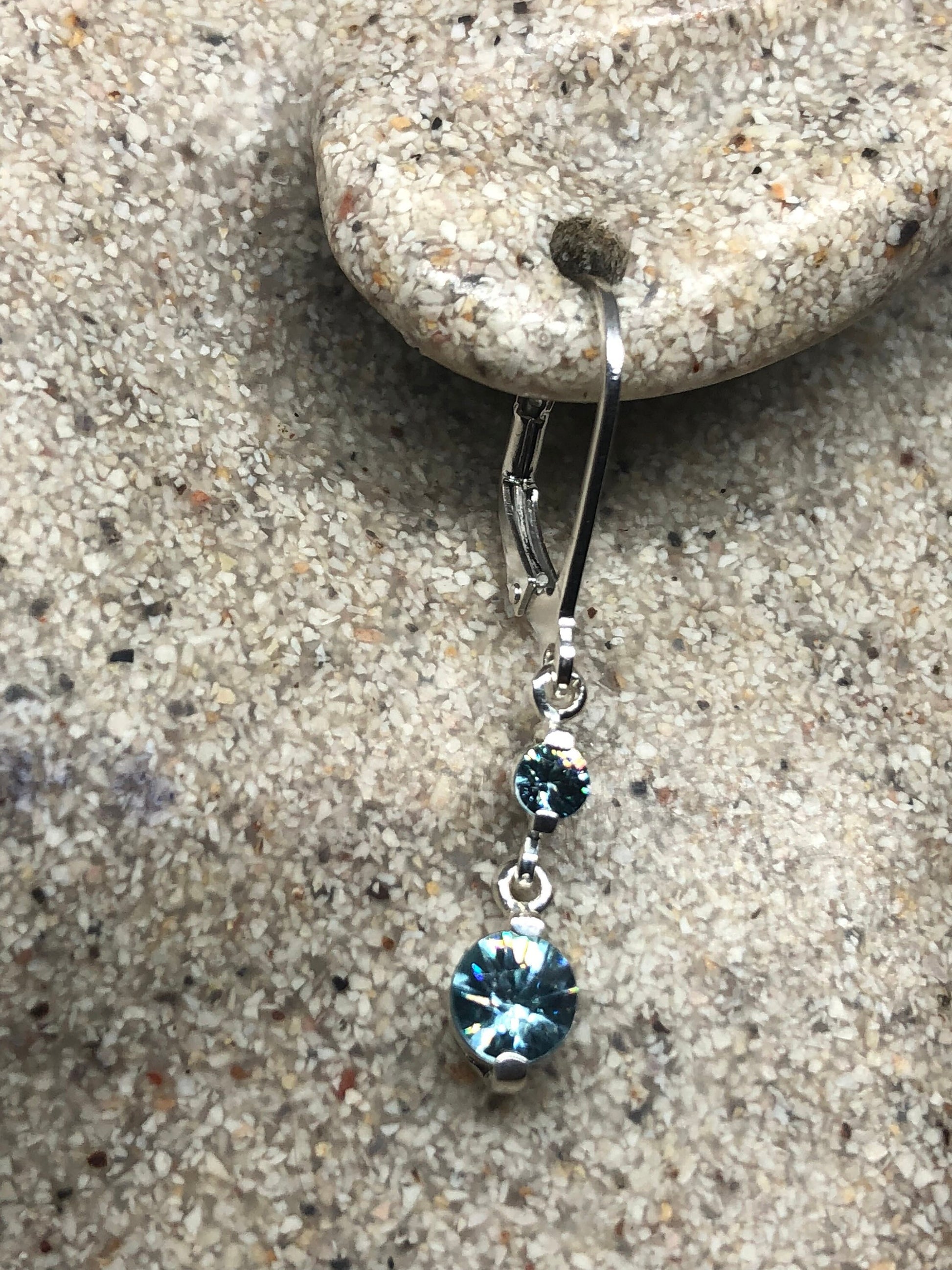 Vintage Genuine Blue Topaz Gemstone 925 Sterling Silver Earrings