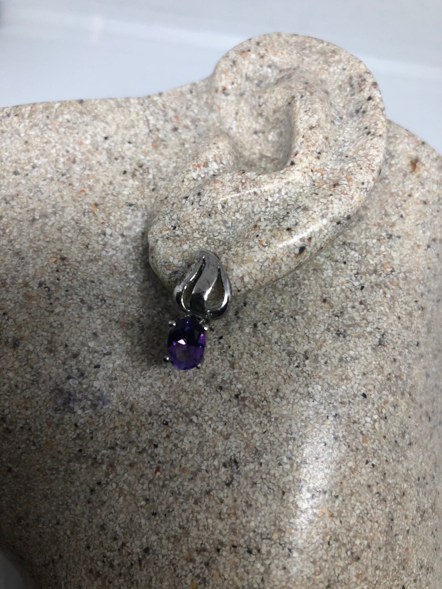 Vintage Amethyst Earrings 925 Sterling Silver Purple Stud Button