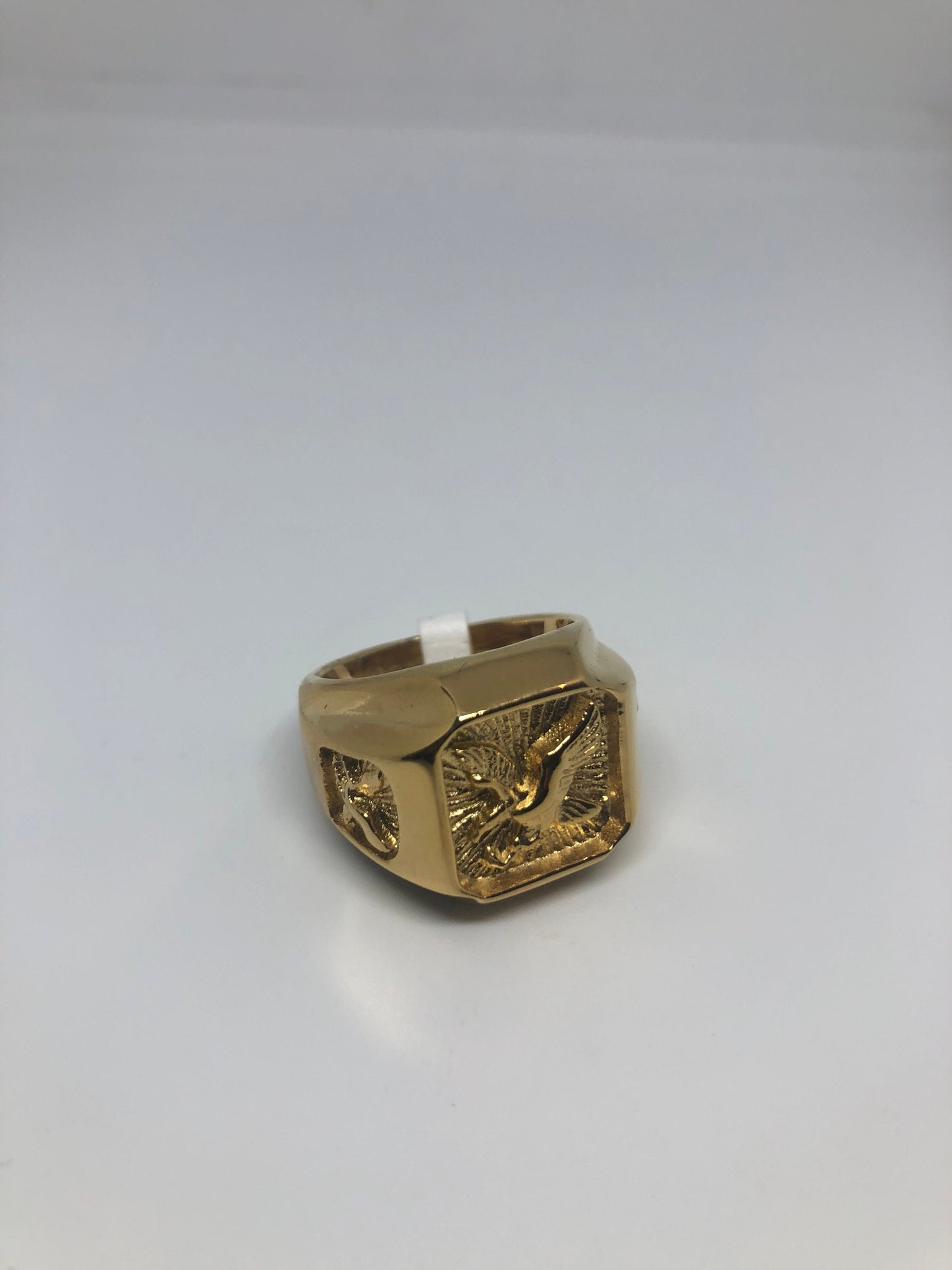 Vintage American Eagle Golden Stainless Steel Mens Ring