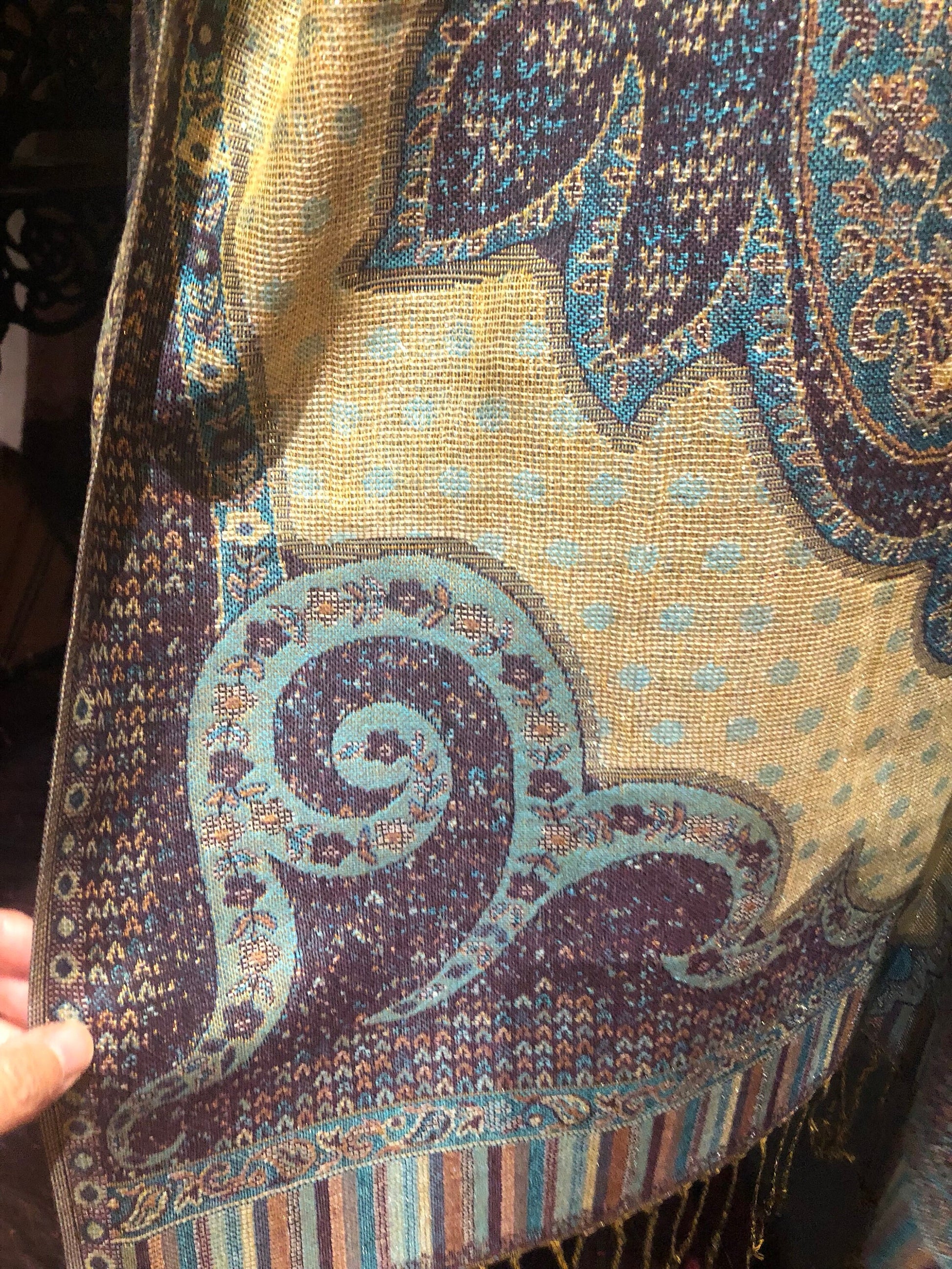 Vintage Paisley Brocade Pashmina Scarf Wrap Shawl