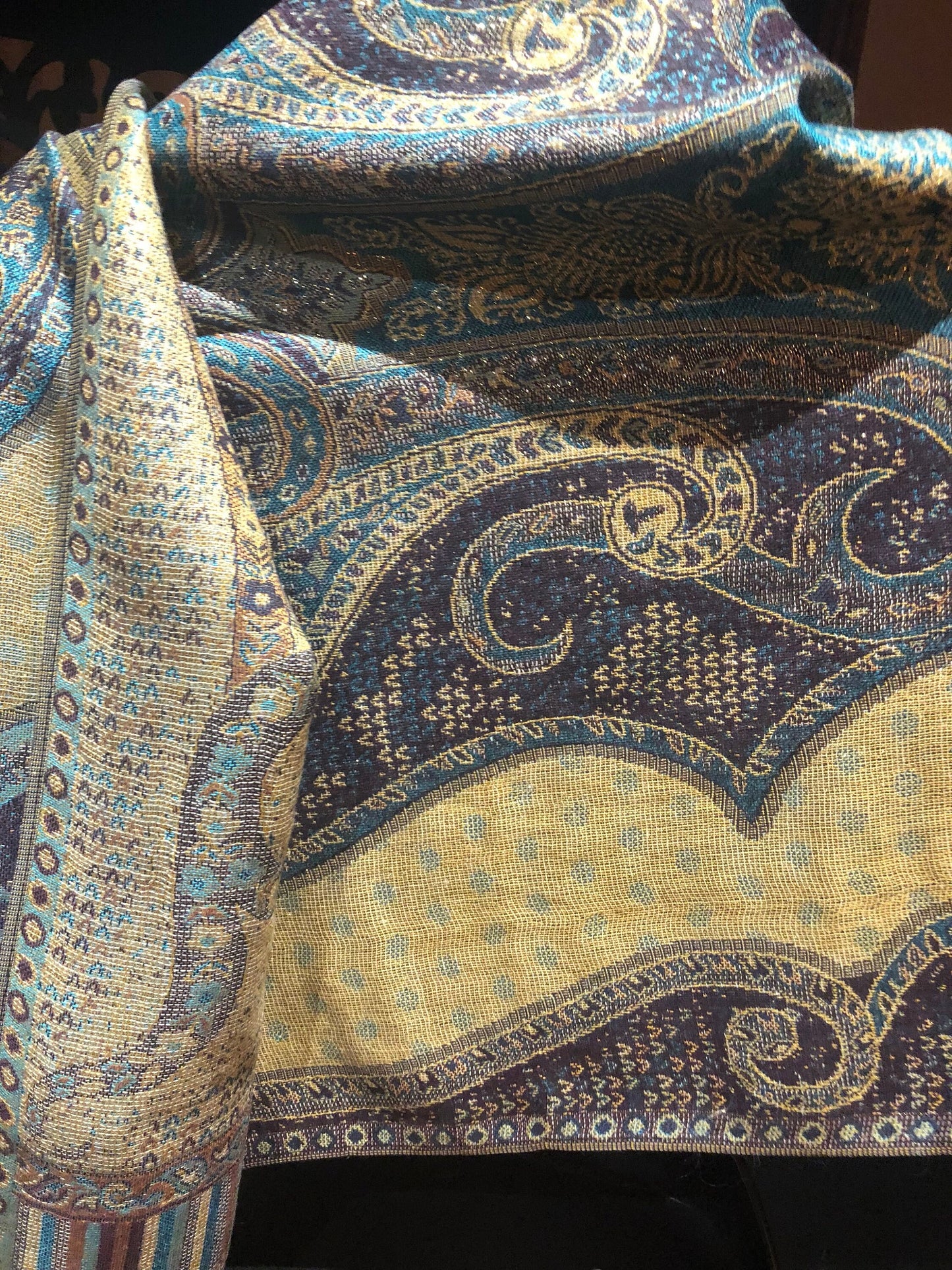 Vintage Paisley Brocade Pashmina Scarf Wrap Shawl