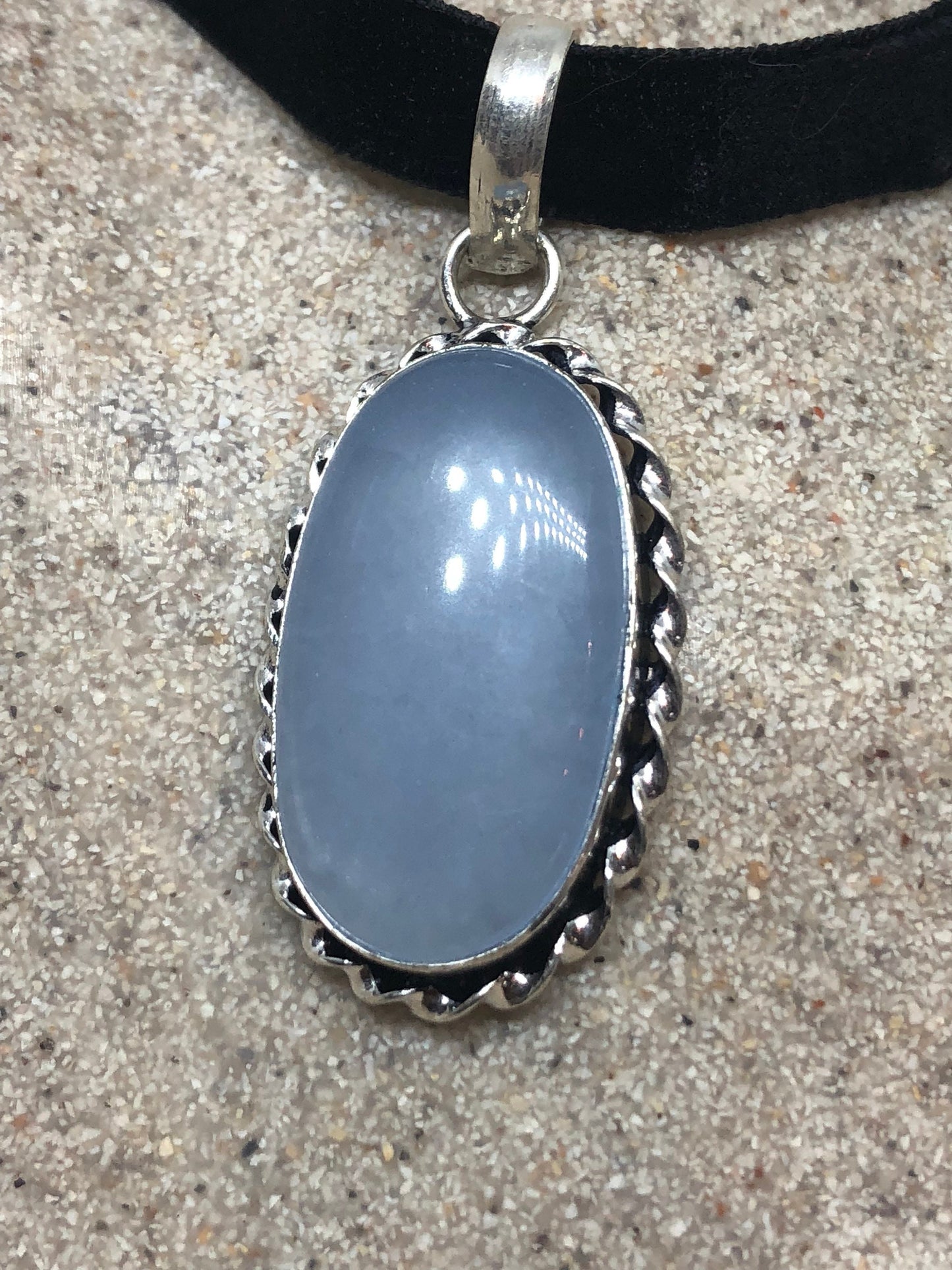 Hand Made Blue chalcedony Choker Necklace