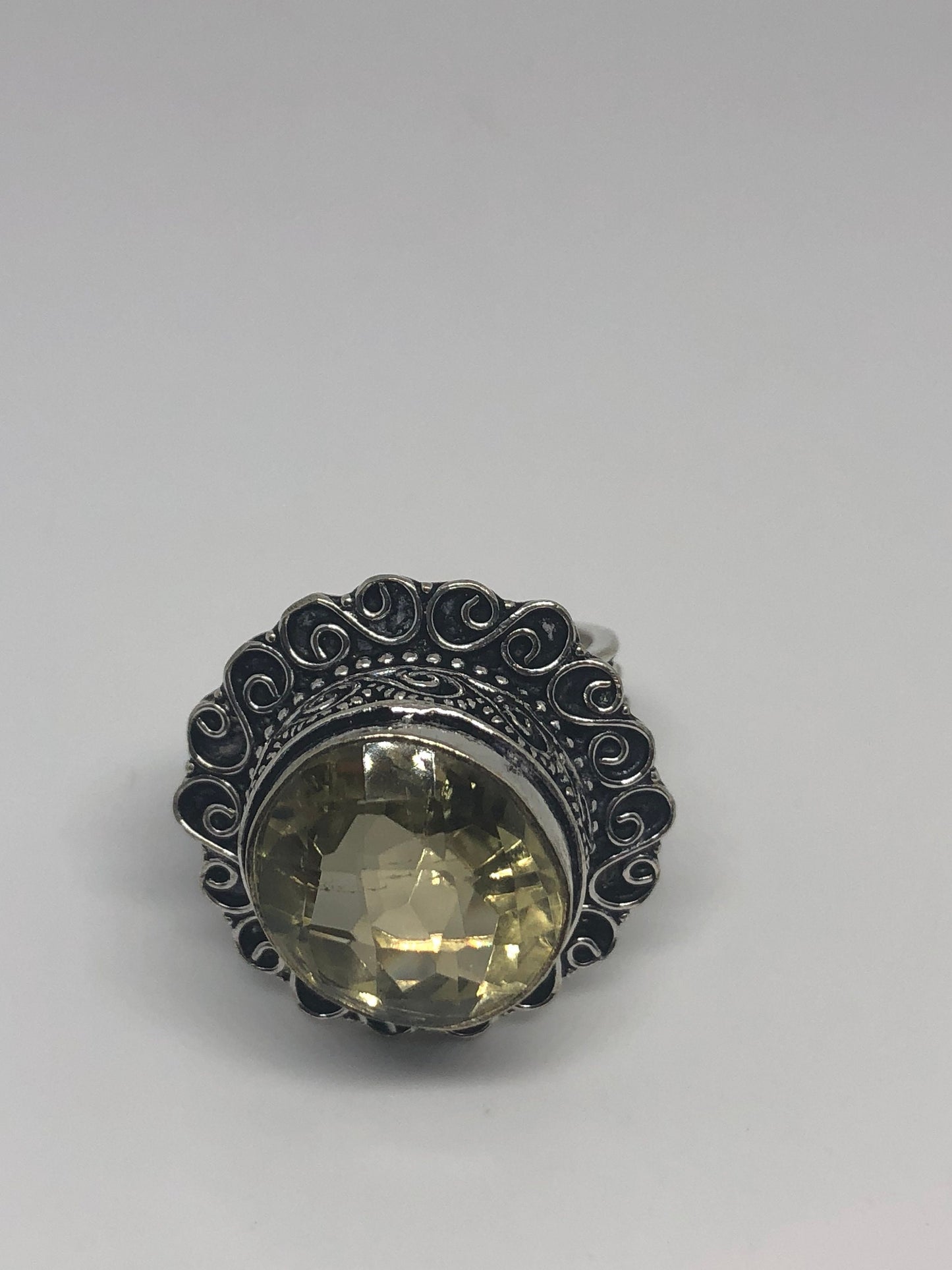 Vintage Genuine Citrine Silver Cocktail Ring