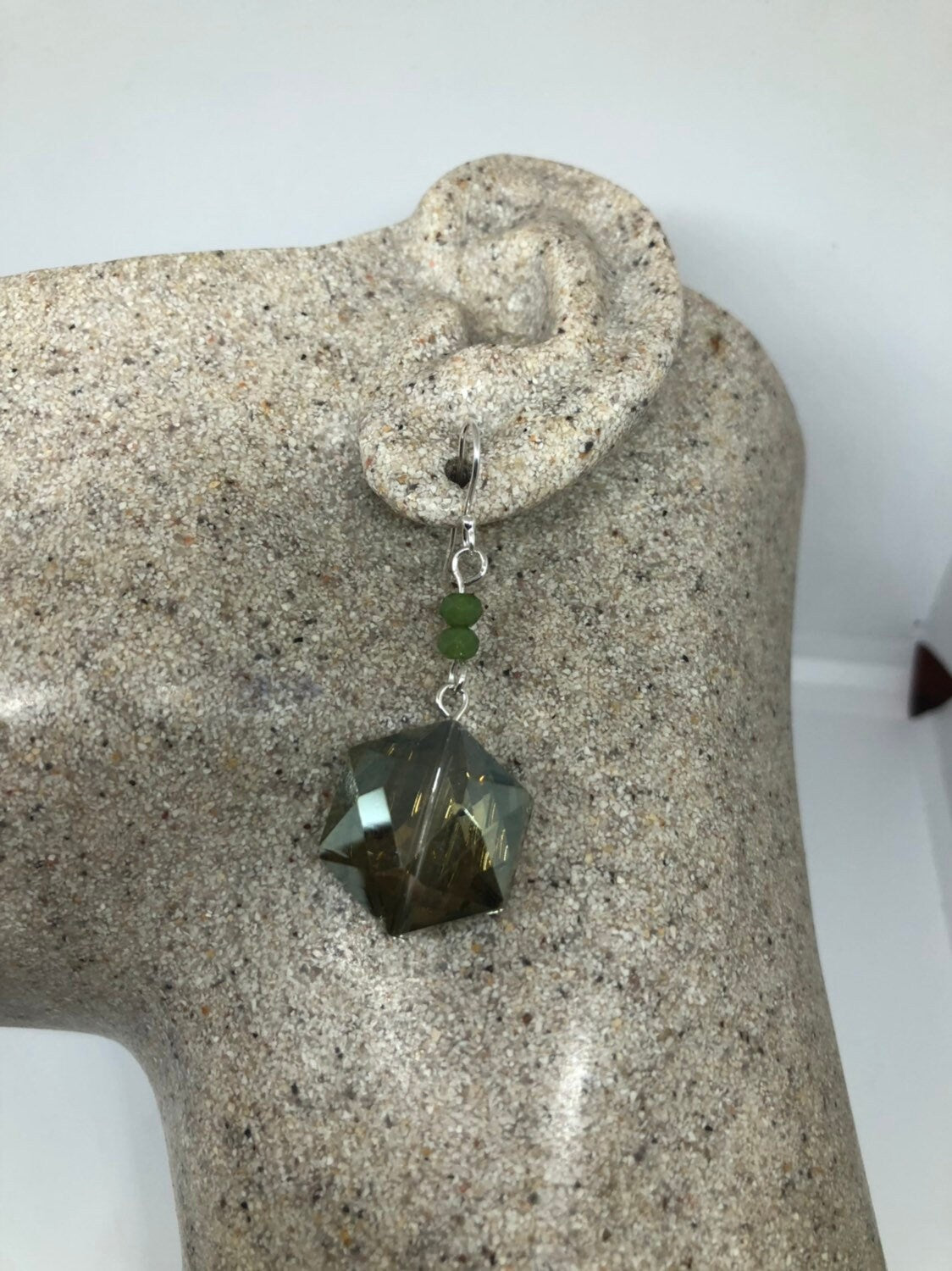Antique Crystal Charm Gemstone Golden Sterling Silver Dangle Earrings