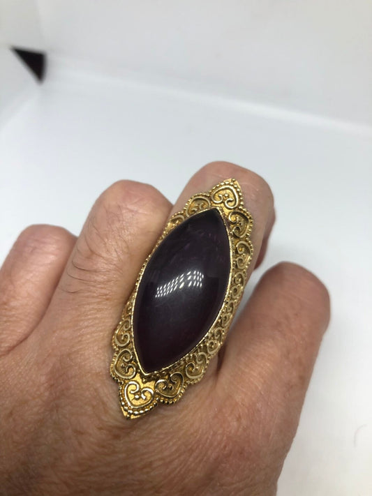 Vintage Amethyst Brass Knuckle Ring