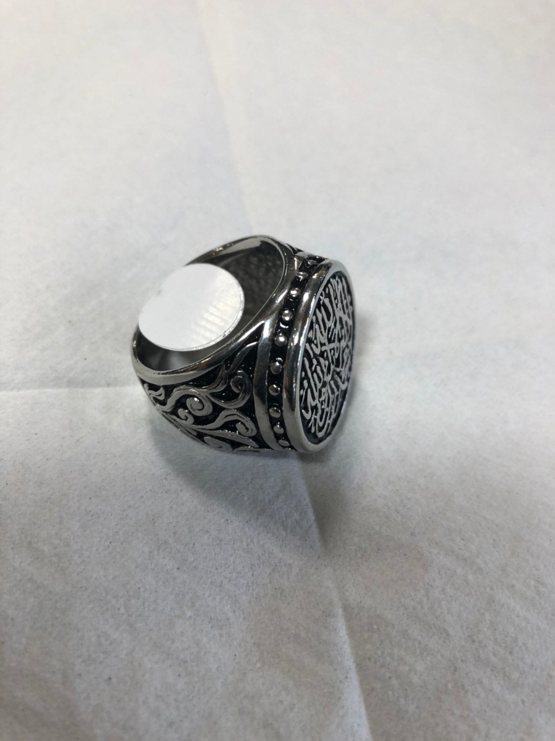 Vintage Stainless Steel Prayer for all beginnings Mens Ring