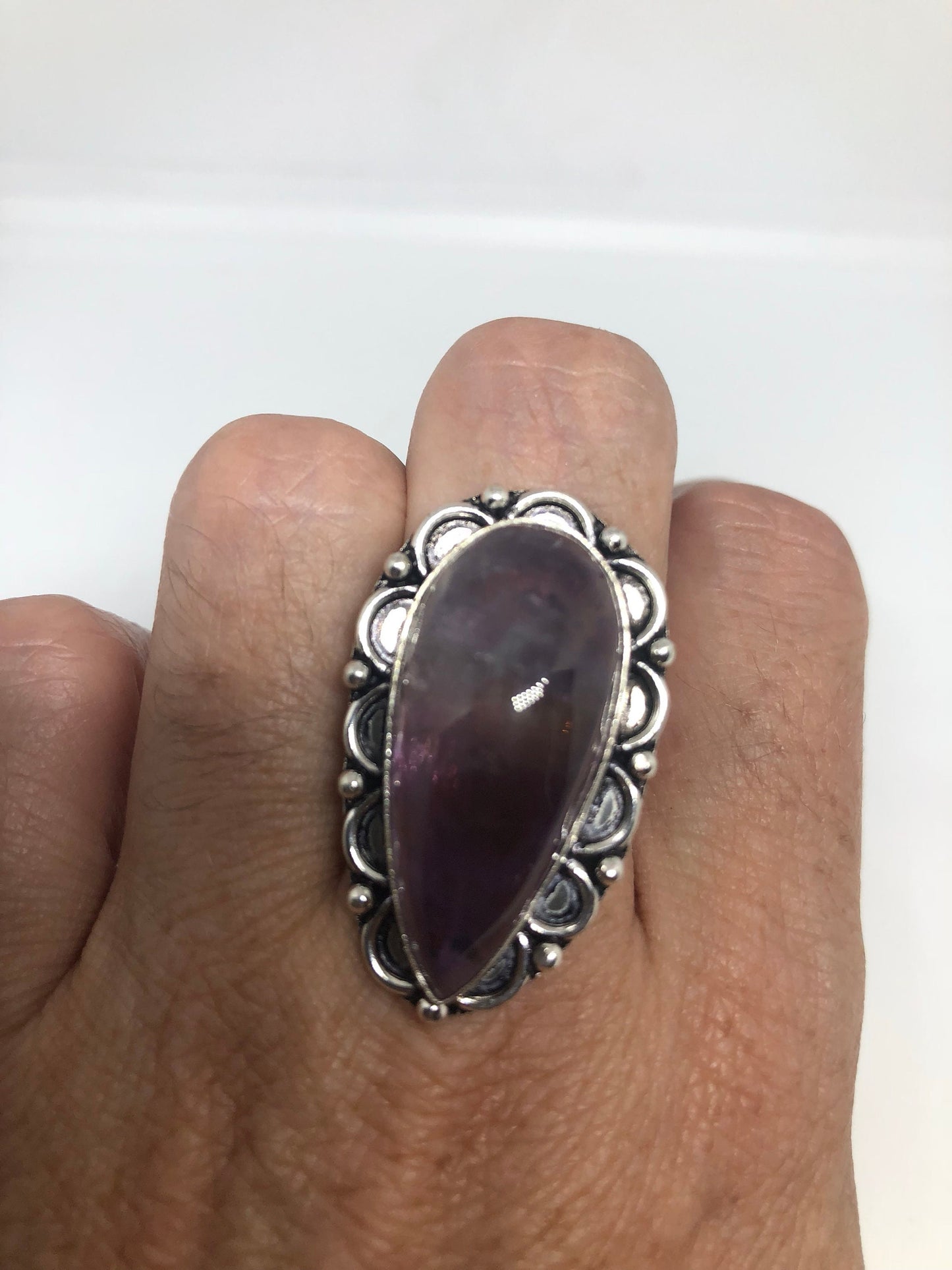 Vintage Purple Amethyst Silver Cocktail Statement Ring