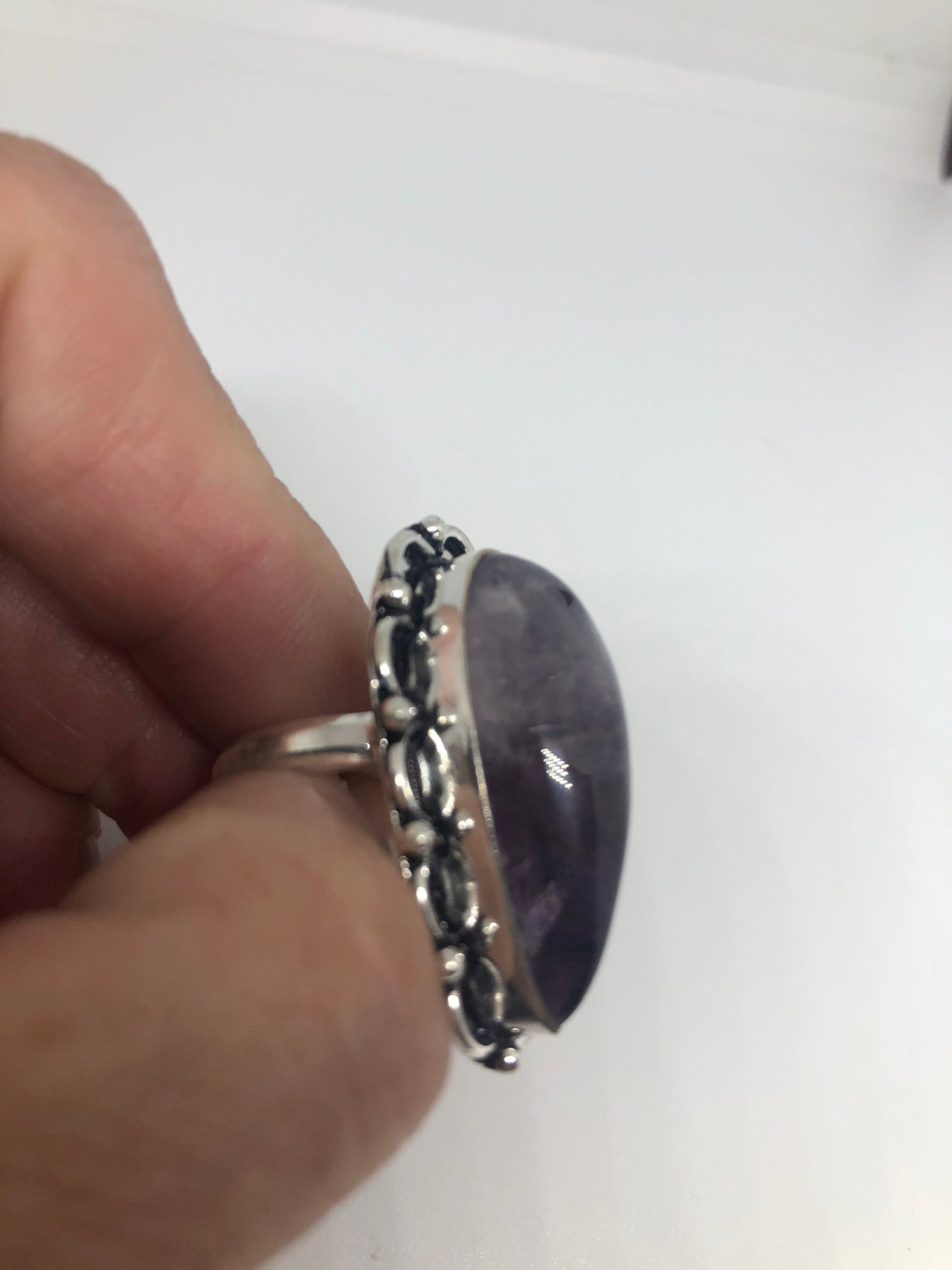 Vintage Purple Amethyst Silver Cocktail Statement Ring