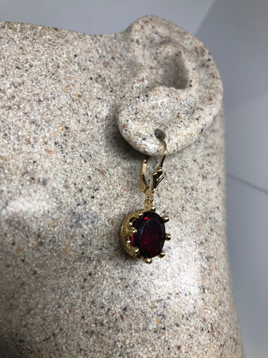 Vintage Handmade 925 Sterling Silver Garnet Earrings