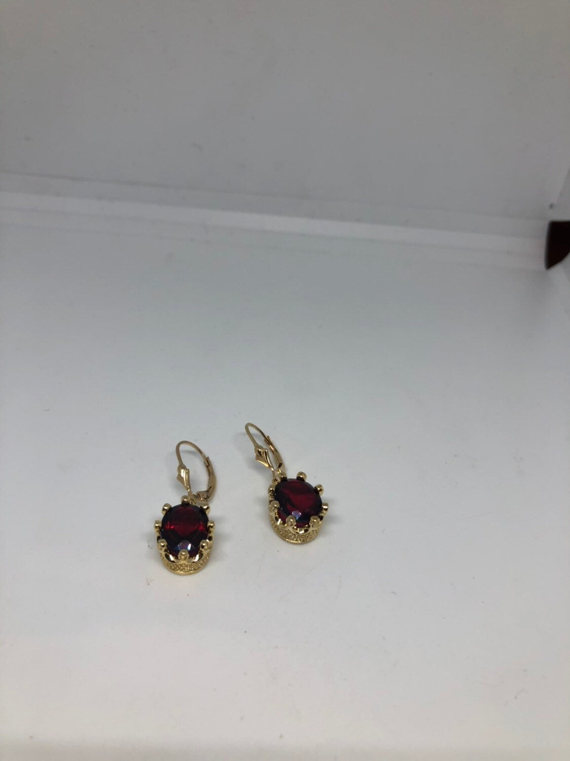 Vintage Handmade 925 Sterling Silver Garnet Earrings