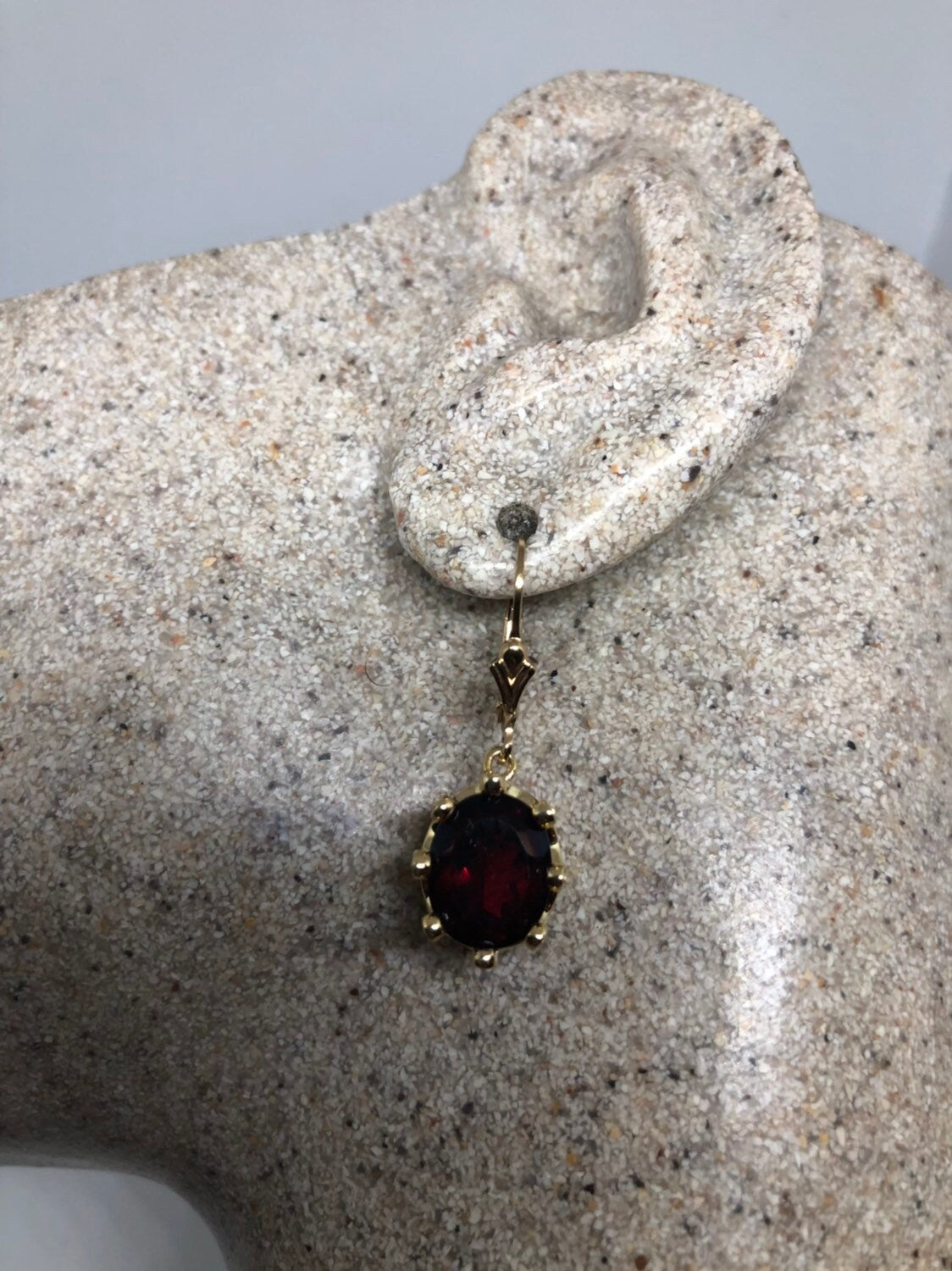 Vintage Handmade 925 Sterling Silver Garnet Earrings