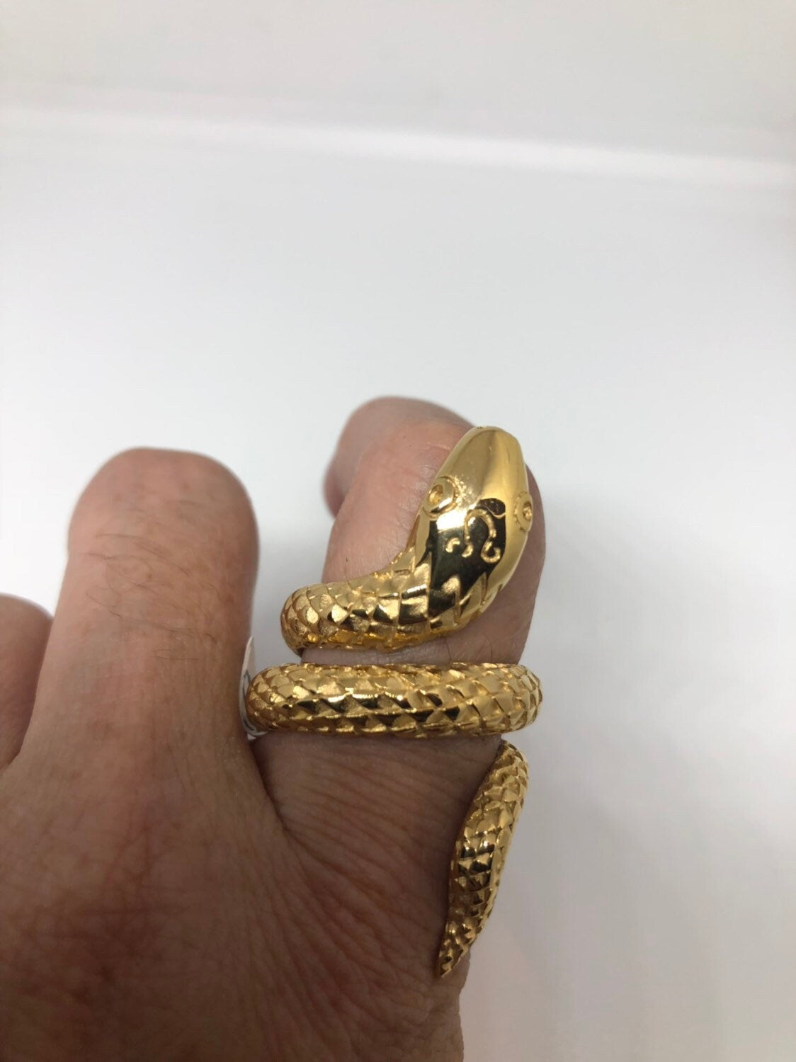 Vintage Gothic Golden Stainless Steel Snake Mens Ring
