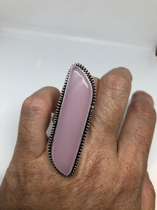 Vintage Genuine Rose Quartz Silver Ring