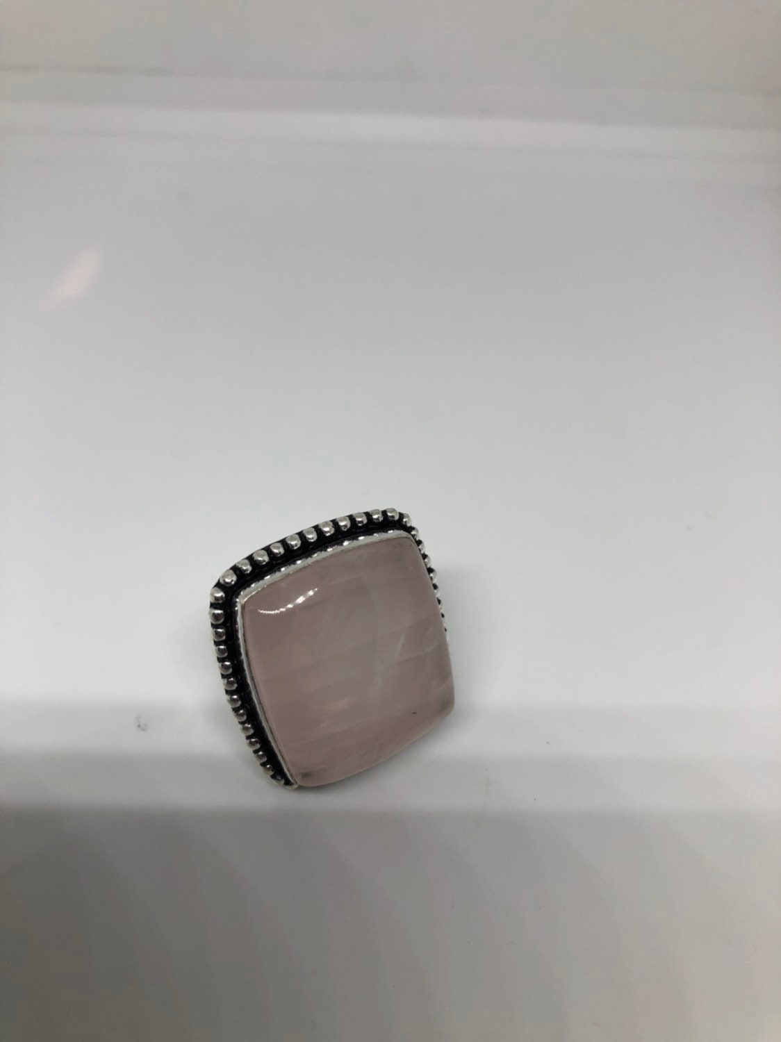 Vintage Genuine Rose Quartz Silver Ring