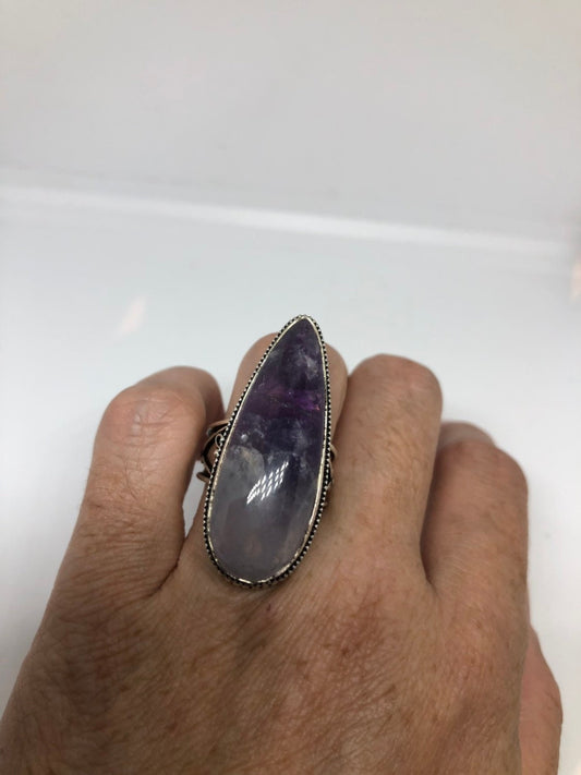 Vintage Blue Genuine Amethyst Adjustable Ring