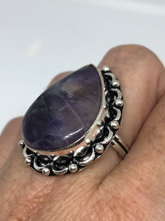 Vintage Blue Genuine Amethyst Adjustable Ring