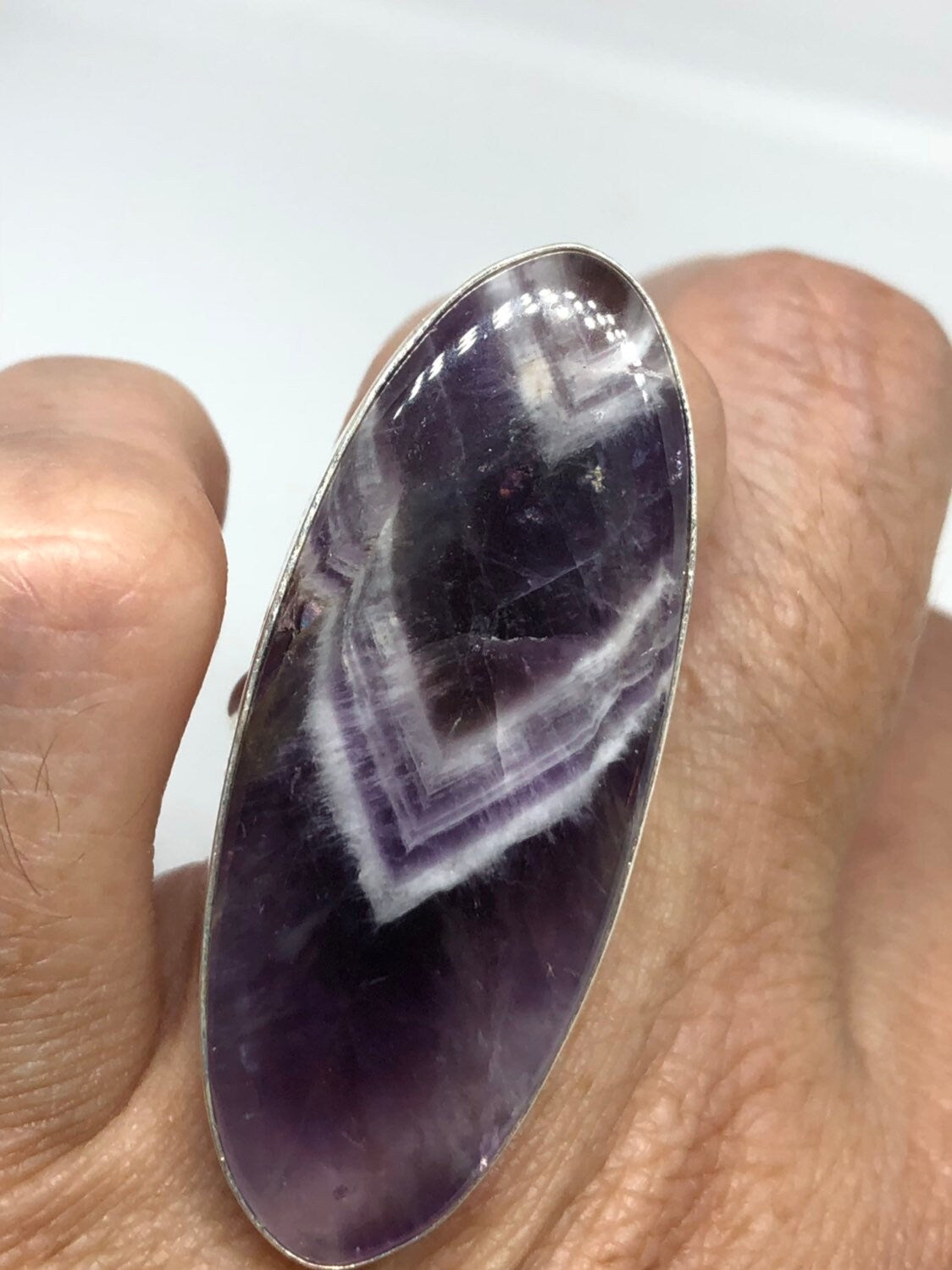 Vintage Blue Genuine Amethyst Adjustable Ring