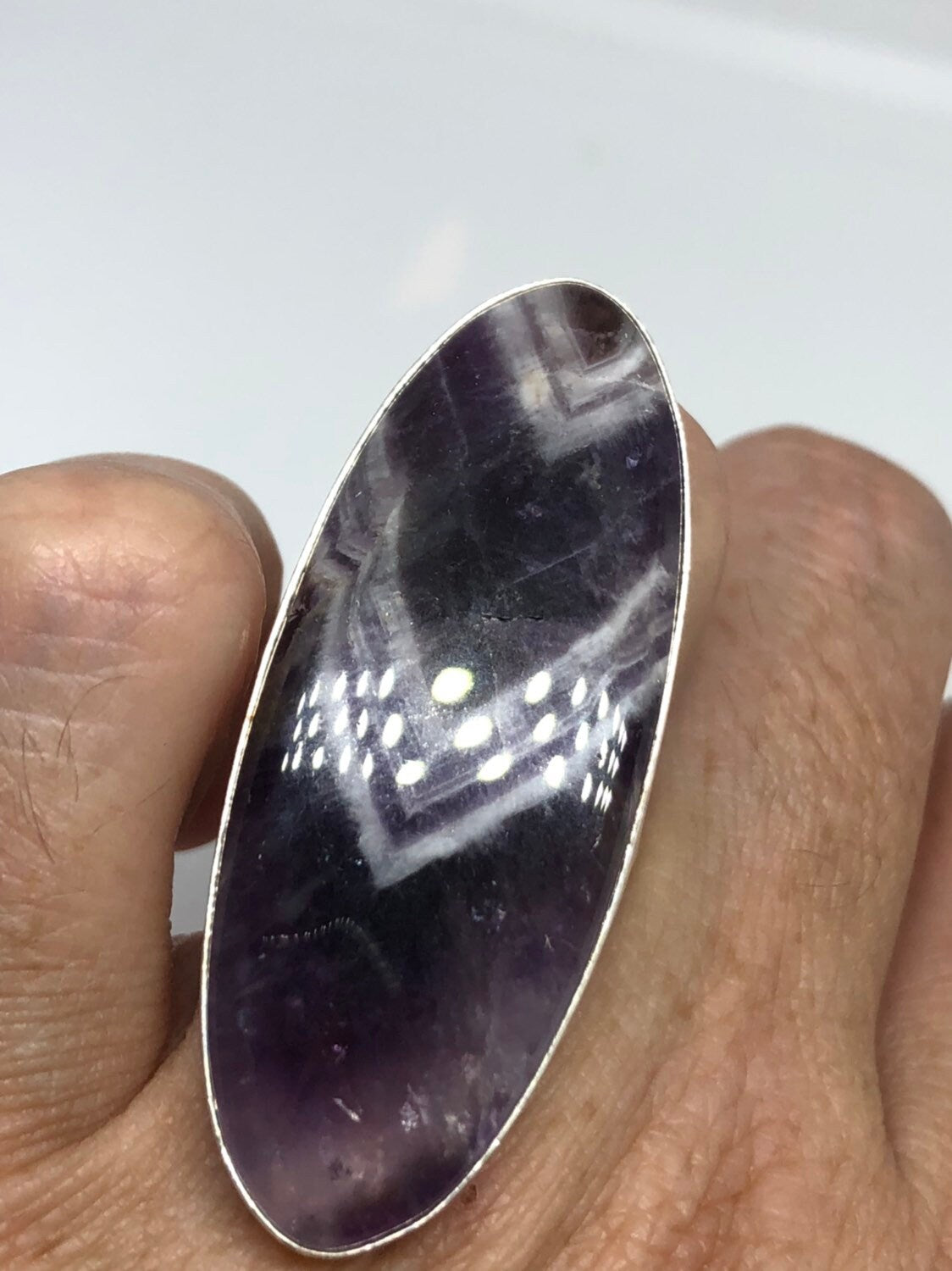 Vintage Blue Genuine Amethyst Adjustable Ring
