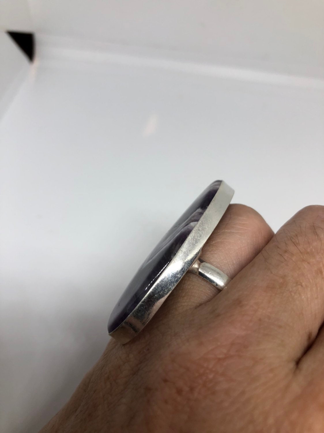 Vintage Blue Genuine Amethyst Adjustable Ring