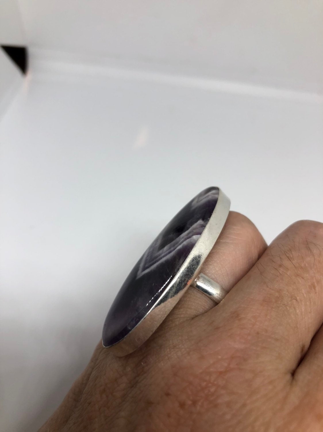 Vintage Blue Genuine Amethyst Adjustable Ring