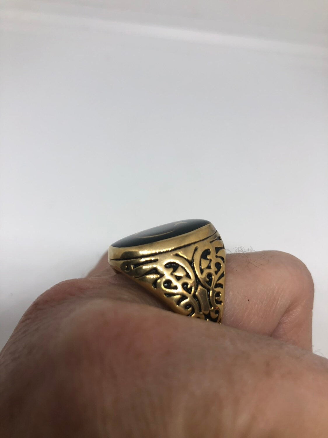 Vintage Gothic Golden Stainless Steel Muslim Star Cresant Mens Ring