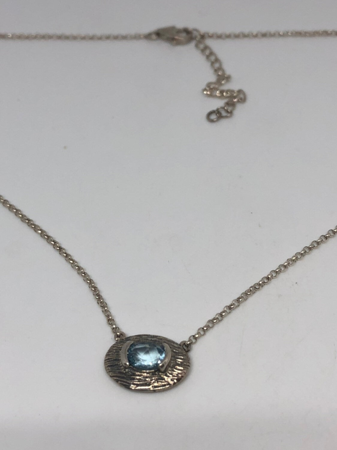 Vintage Genuine Blue Topaz 925 Sterling Silver Necklace Pendant