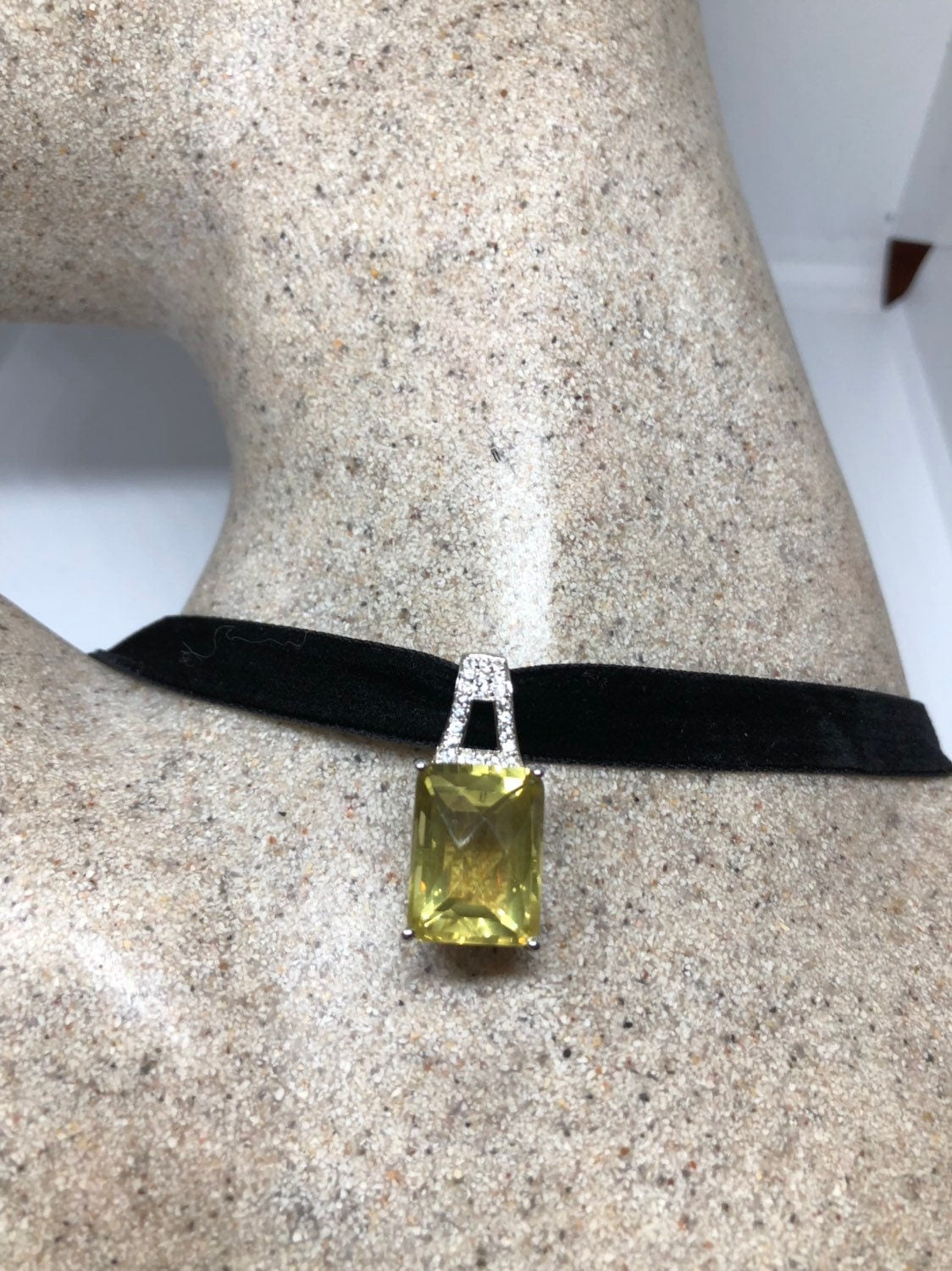 Vintage Handmade Sterling 2024 Silver Golden Lemon Citrine Pendant