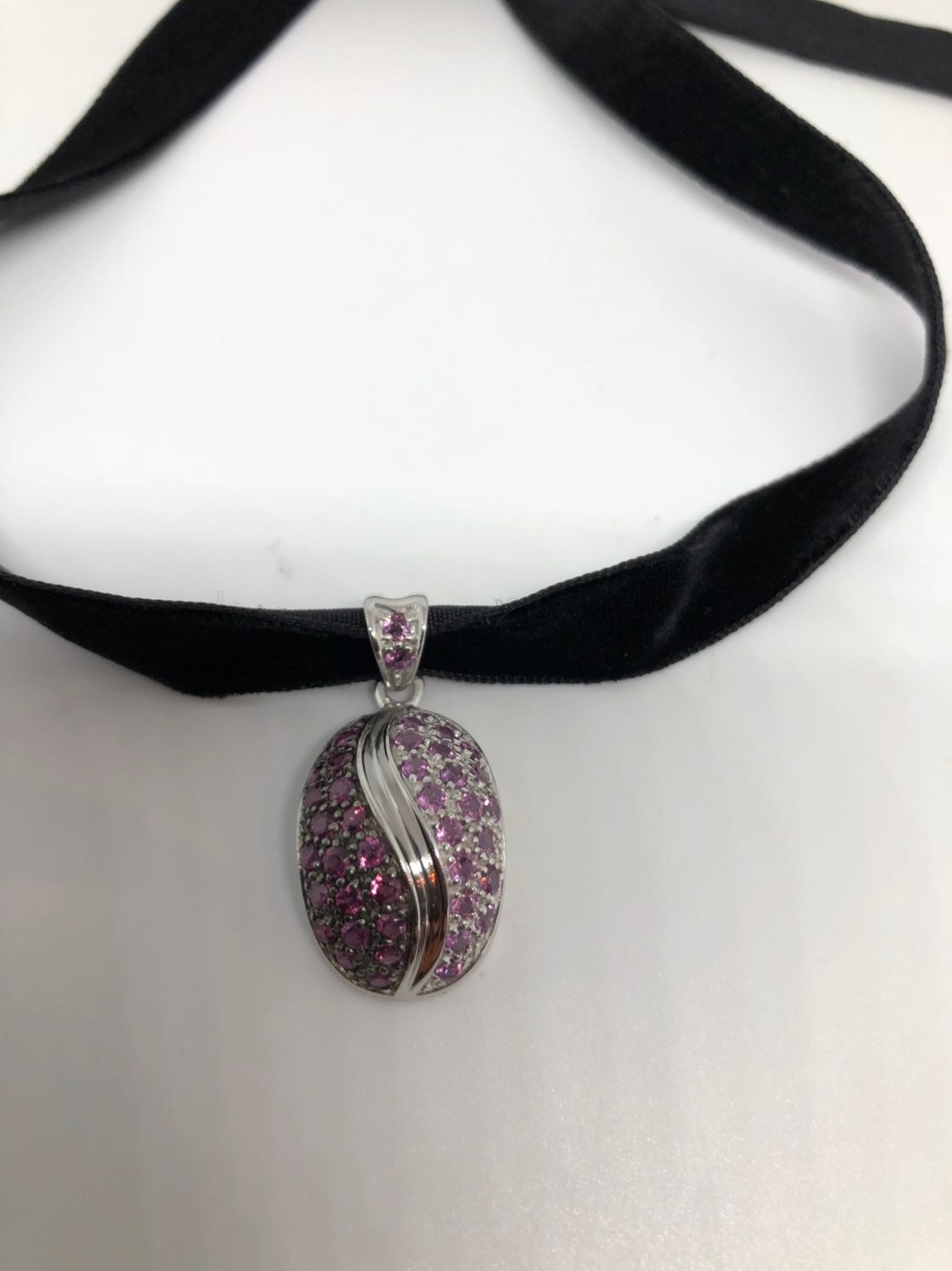 Vintage Pink Tourmaline Choker 925 Sterling Silver Antique Pendant Necklace
