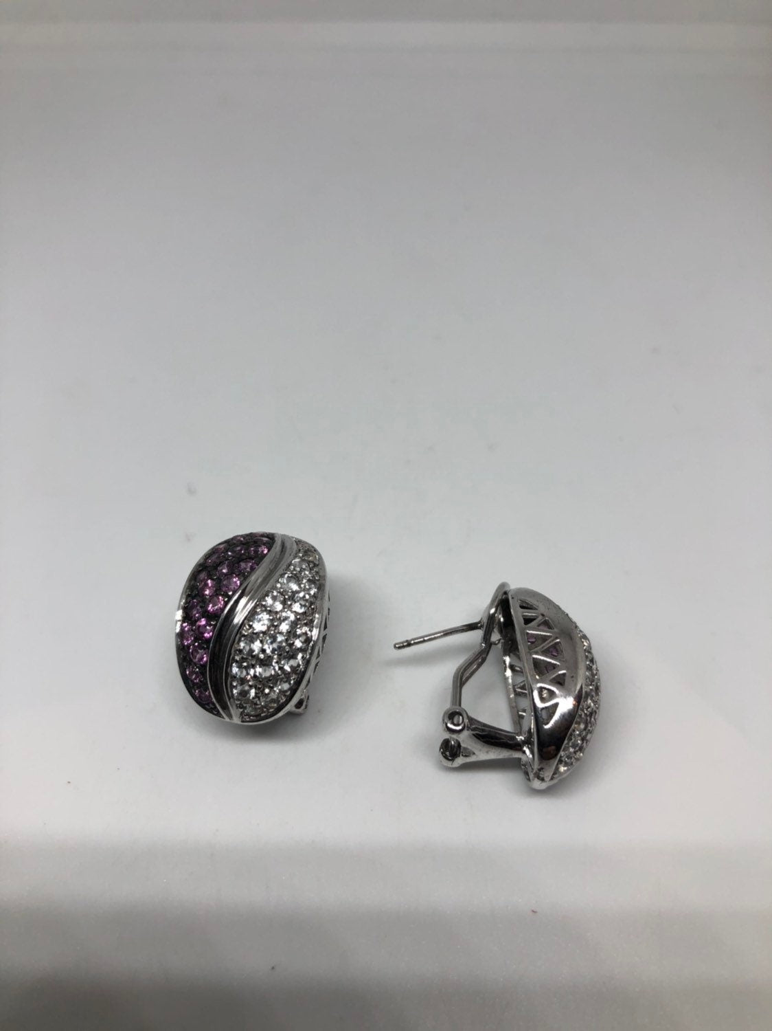 Vintage Handmade Sterling Silver Genuine tourmaline Earrings