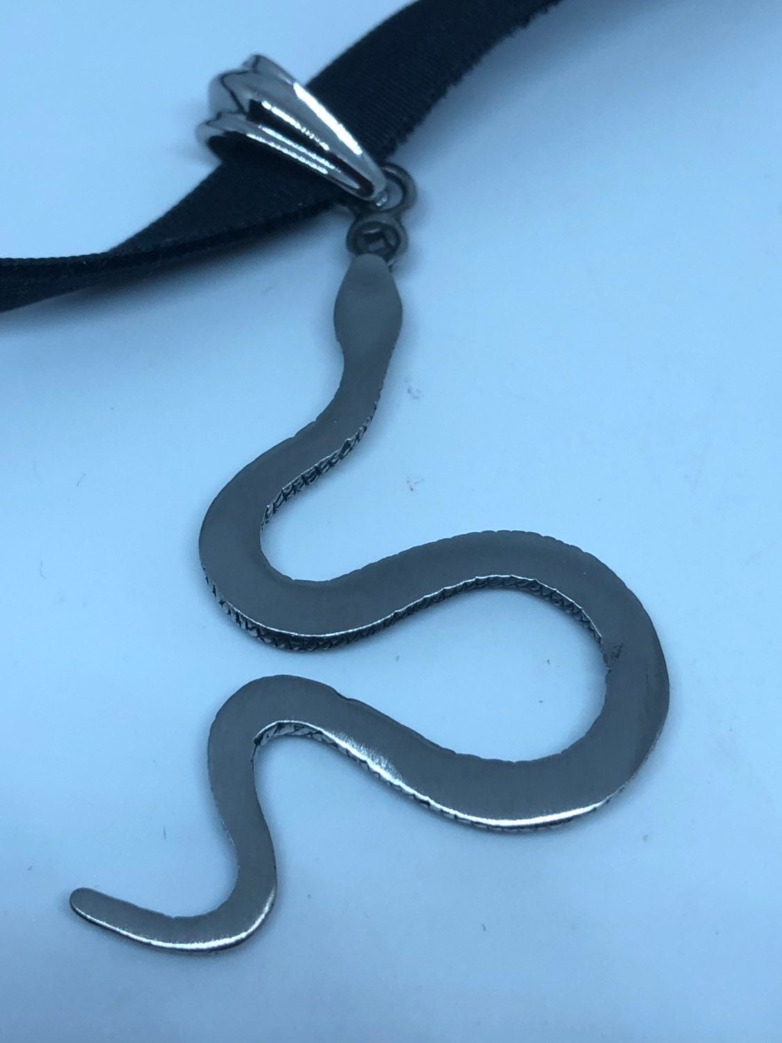Vintage Handmade Stainless Steel Snake Lucky Yen Amulet Pendant