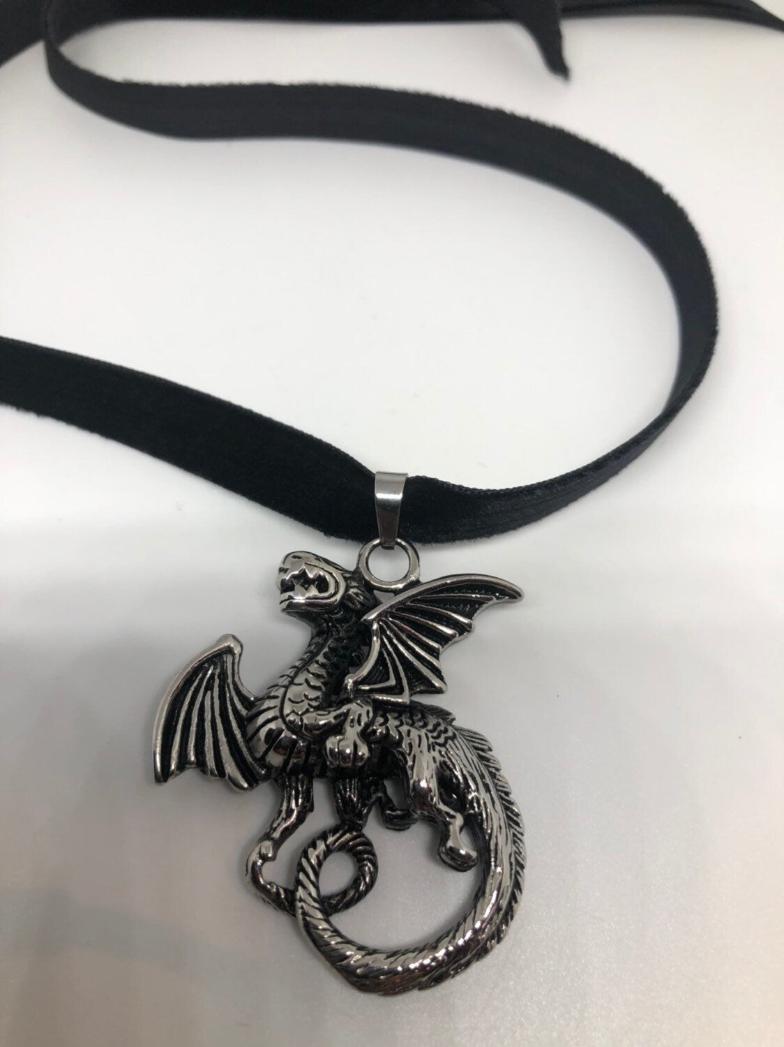 Vintage Handmade Stainless Steel Dragon Amulet Pendant