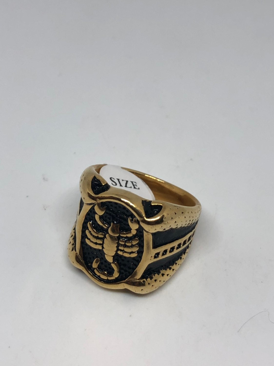 Vintage Golden Stainless Steel Gothic Scorpion Mens Ring