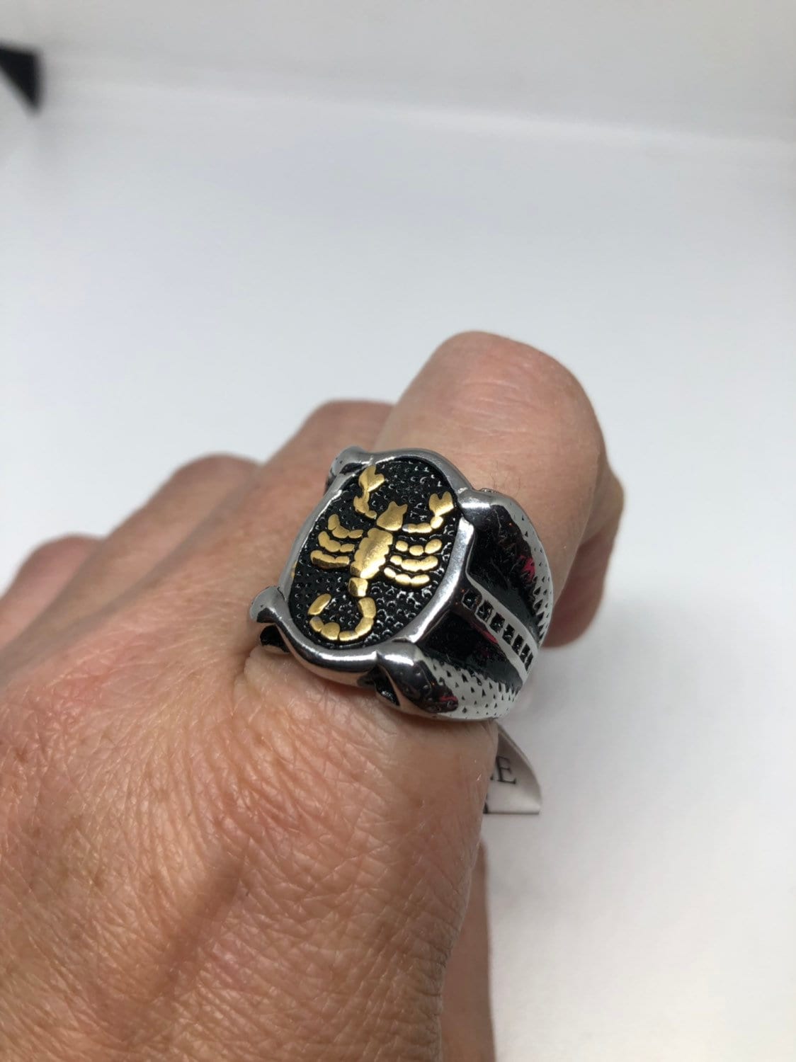 Vintage Golden Stainless Steel Gothic Scorpion Mens Ring