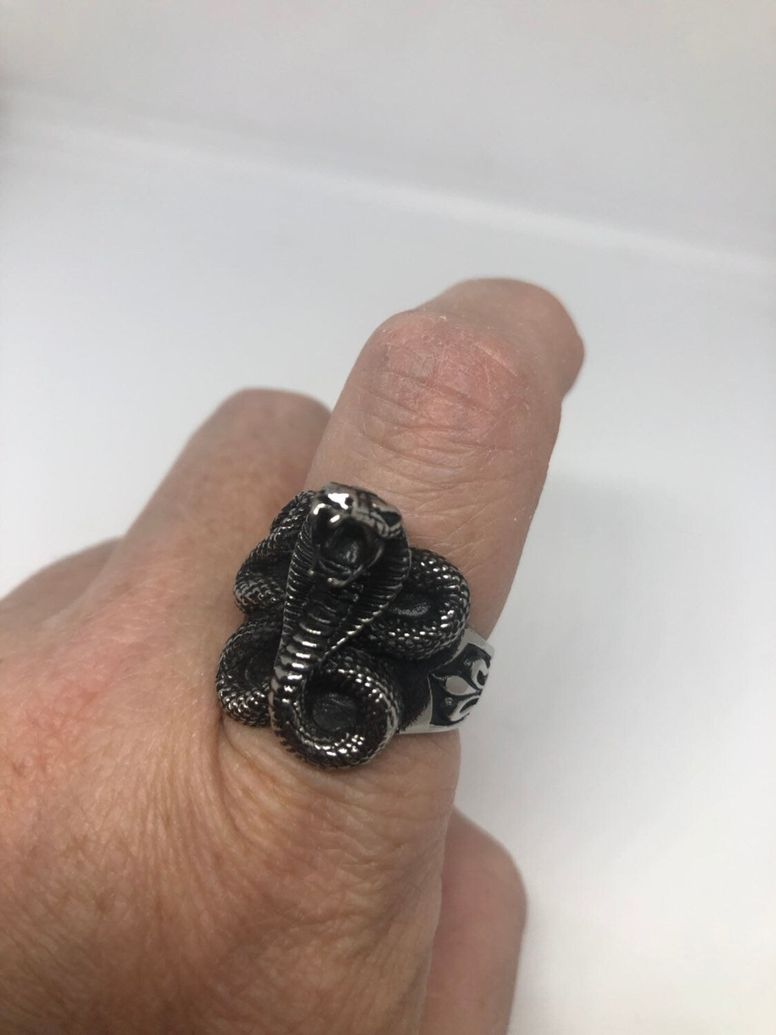 Vintage Gothic Stainless Steel Snake Serpant Mens Ring