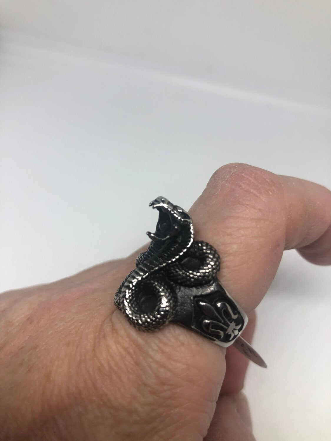 Vintage Gothic Stainless Steel Snake Serpant Mens Ring