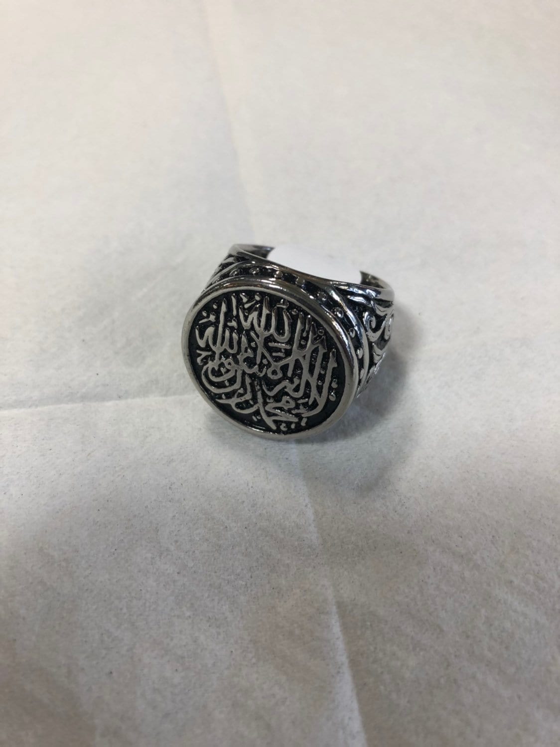 Vintage Stainless Steel Prayer for all beginnings Mens Ring