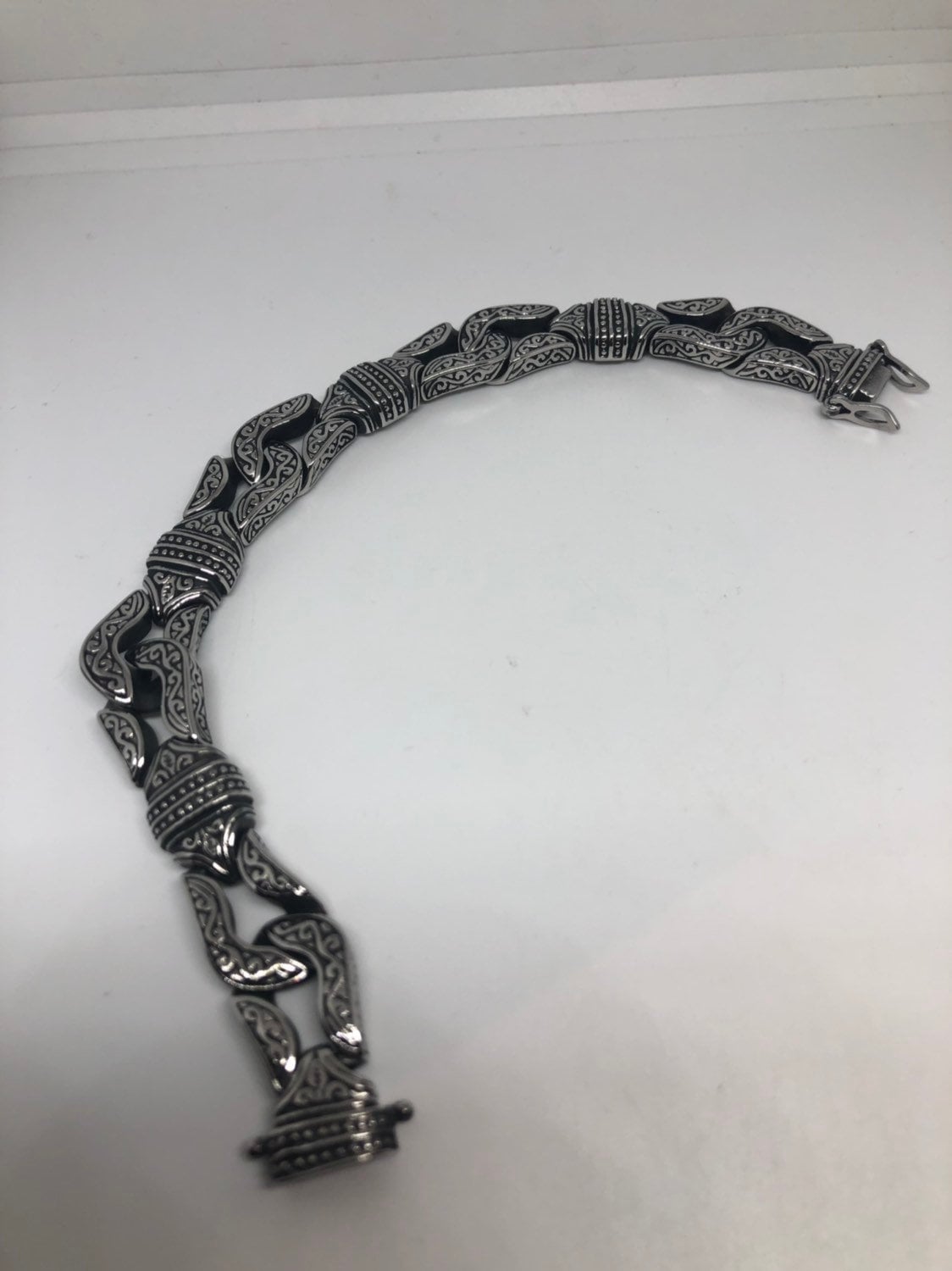 Vintage Style Unisex Men Gothic Silver Stainless Steel Bracelet
