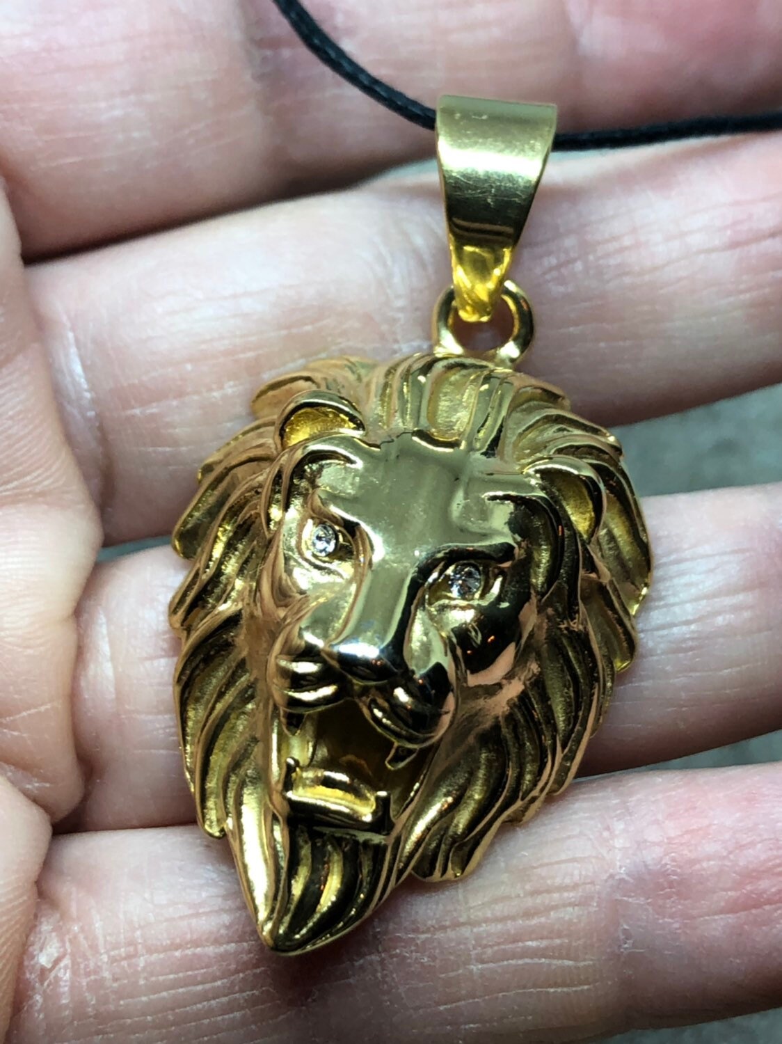 Vintage Golden Stainless Steel Lion Pendant Necklace