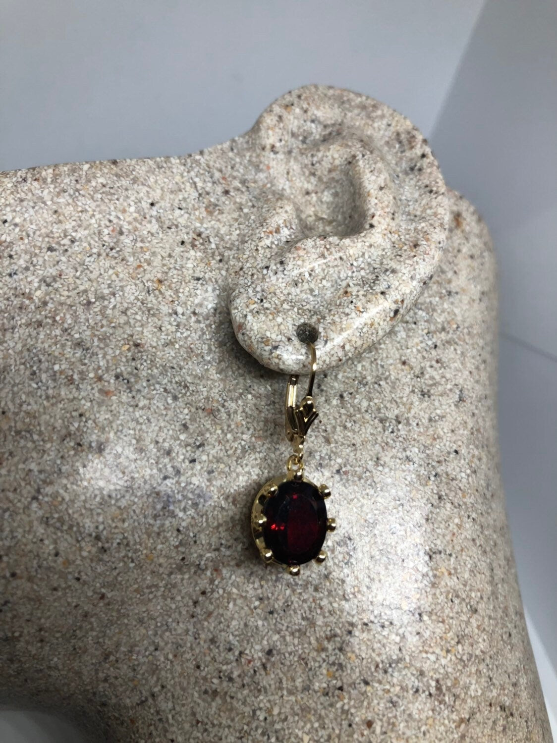 Vintage Handmade 925 Sterling Silver Garnet Earrings