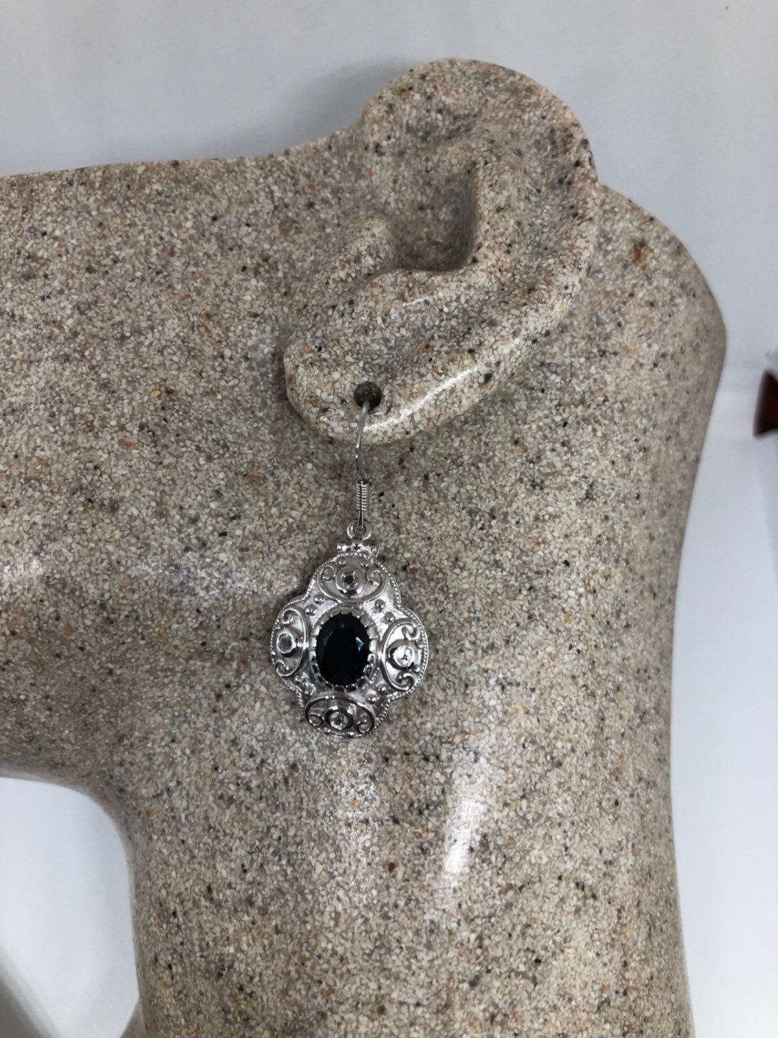 Vintage Handmade Sterling Silver Deep Blue Iolite Earrings