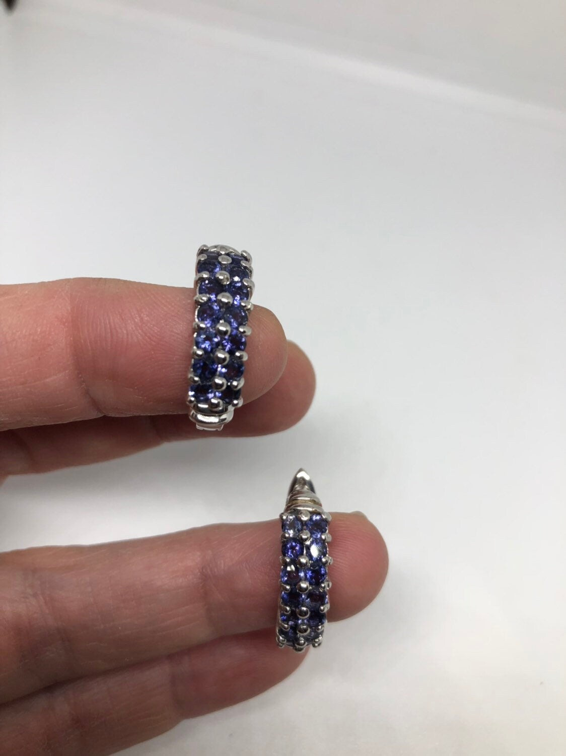 Nemesis Vintage Handmade Sterling Silver deep blue iolite earrings