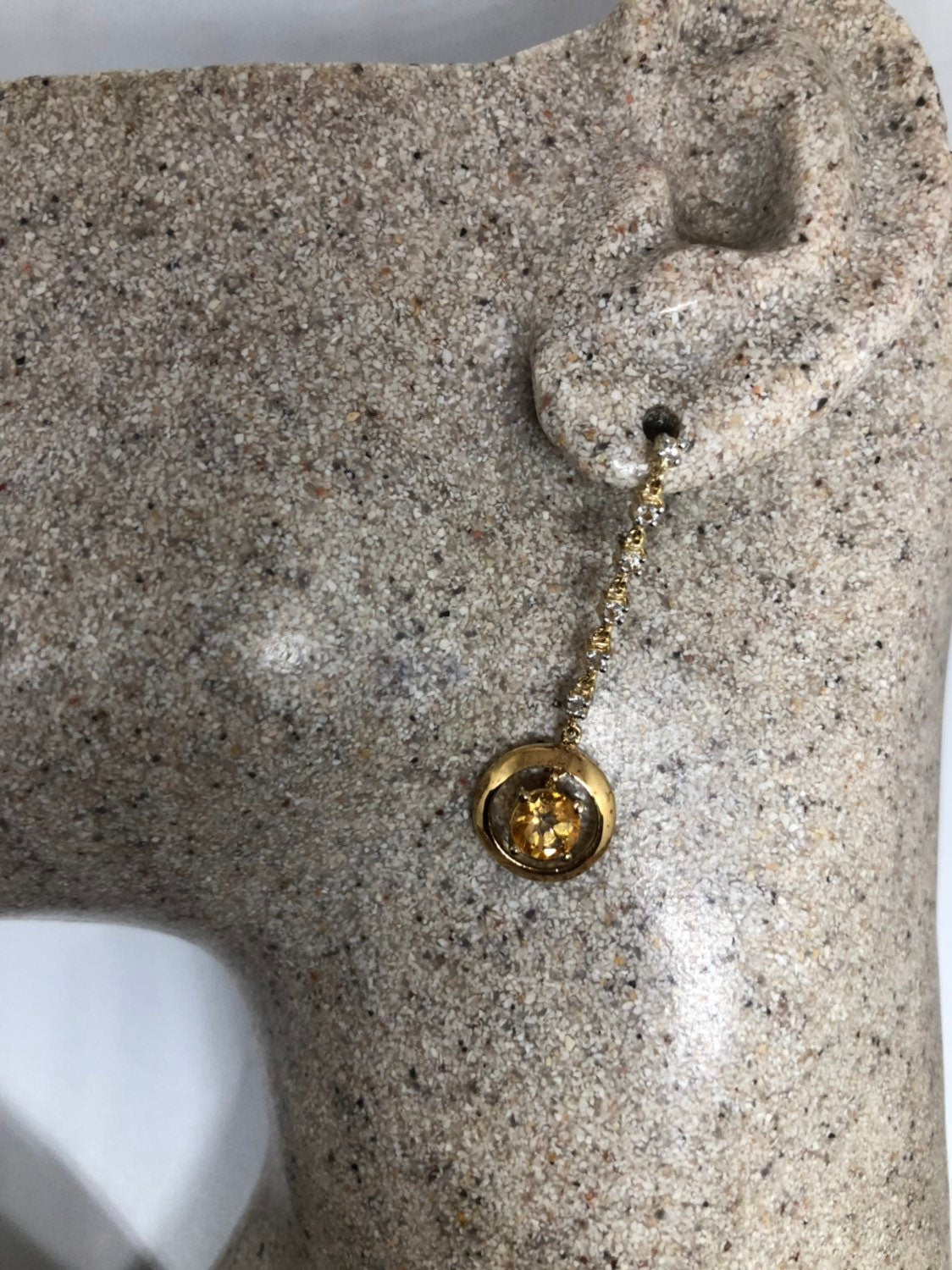Vintage Citrine Earrings Golden 925 Sterling Silver Deco Dangle