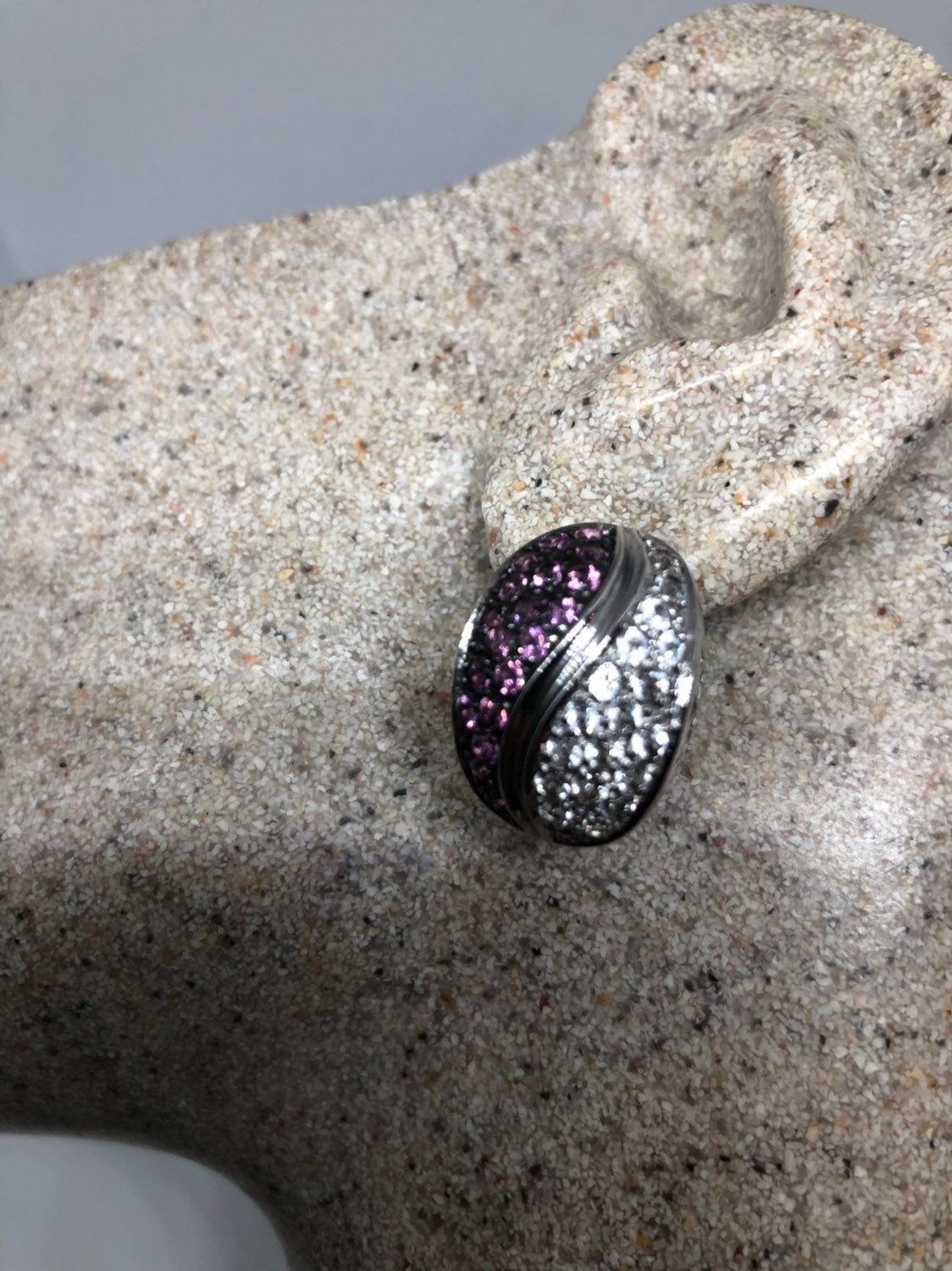 Vintage Handmade Sterling Silver Genuine tourmaline Earrings