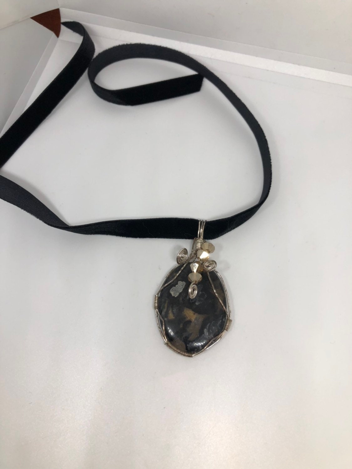 Vintage Handmade 925 Sterling Silver moss Agate Pendant