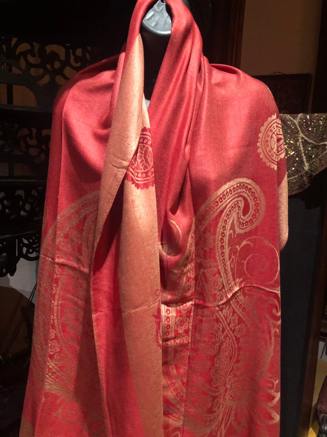 Vintage Paisley Brocade Pashmina Scarf Wrap