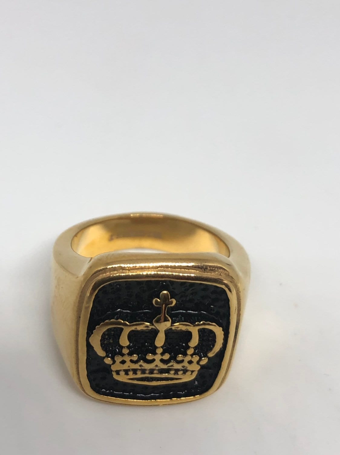 Vintage Gothic Golden Stainless Steel Crown Men's Ring