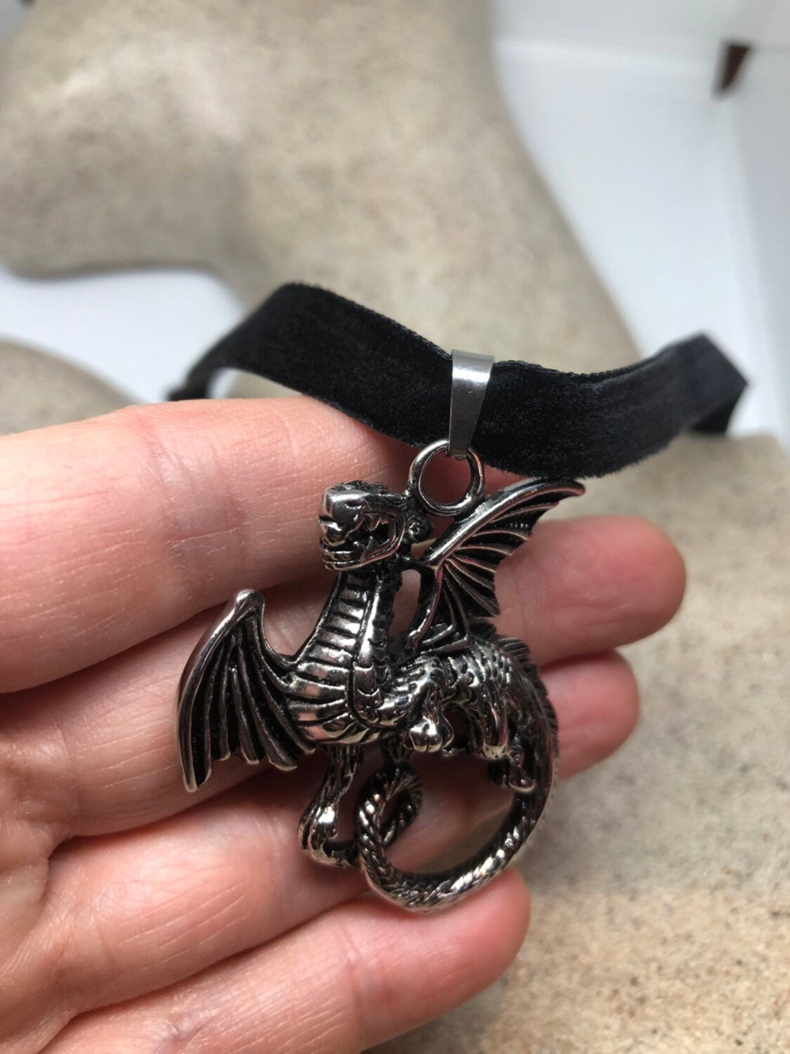 Vintage Handmade Stainless Steel Dragon Amulet Pendant