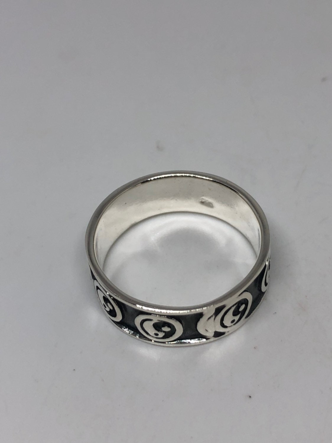 Vintage Gothic Yin Yang Sterling Silver Mens Ring