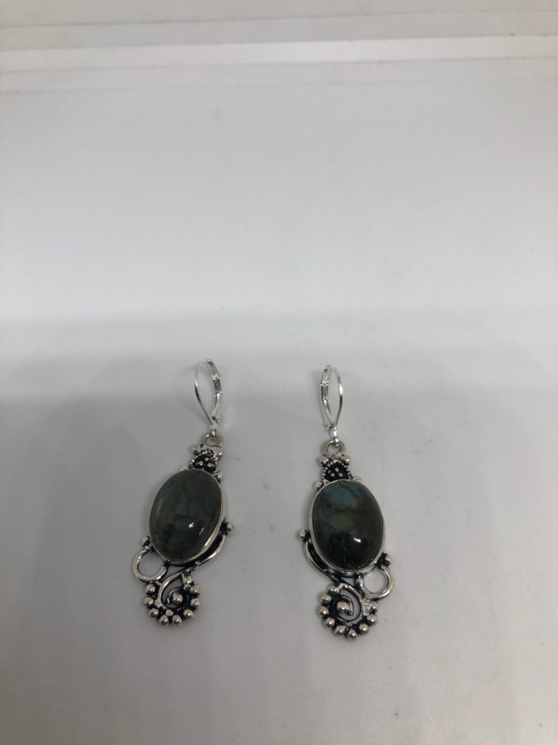 Vintage Labradorite Silver Dangle Earrings