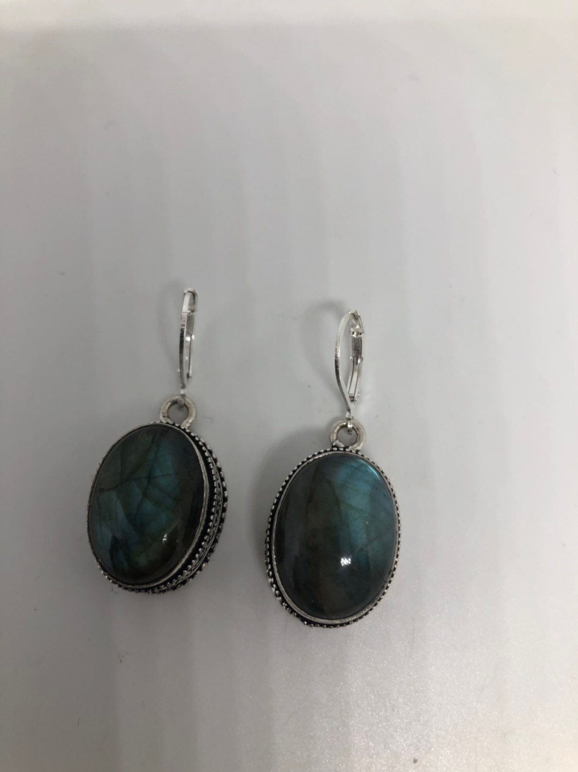 Vintage Labradorite Silver Dangle Earrings